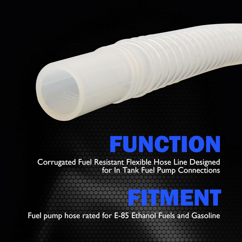 OXCANO 5/16" In Tank Submersible Fuel Corrugated Flexible Hose Line for Fuel Pump Assembly, Corrugated Fuel Resistant Flexible Hose Line Compatible with E-85 Ethanol Fuels and Gasoline, 9mm x 300mm White - Image 4